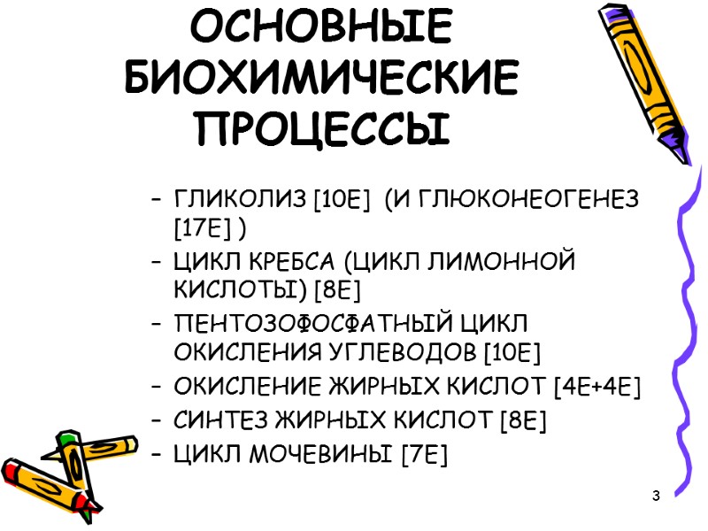 3 ОСНОВНЫЕ БИОХИМИЧЕСКИЕ ПРОЦЕССЫ ГЛИКОЛИЗ [10E]  (И ГЛЮКОНЕОГЕНЕЗ [17E] ) ЦИКЛ КРЕБСА (ЦИКЛ